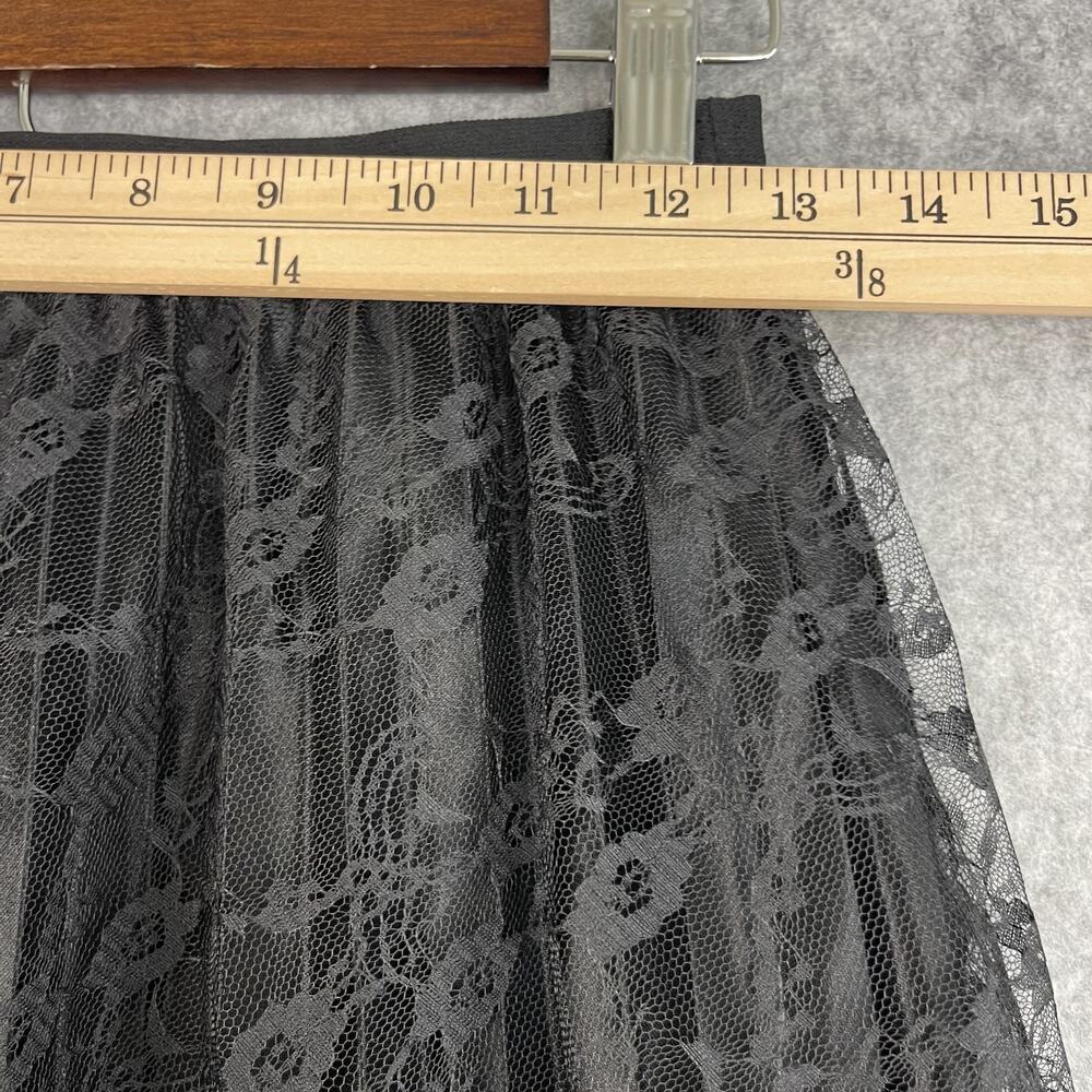 VTG Fairygoth Witchy Y2K Maxi Skirt Women Medium Black Floral Pleated Sheer Lace - Picture 5 of 15
